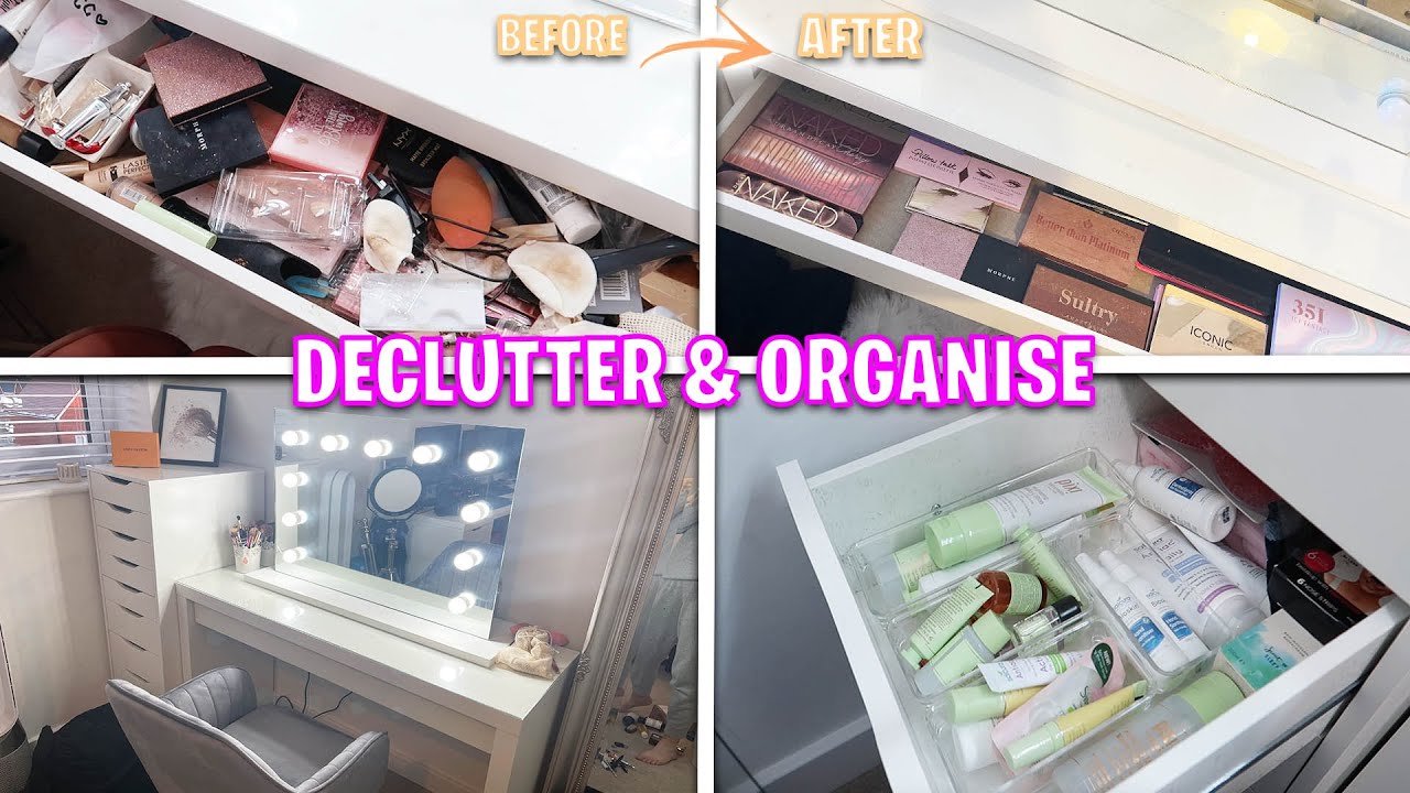 DECLUTTER AND ORGANISE MY ROOM WITH ME!! *makeup collection*