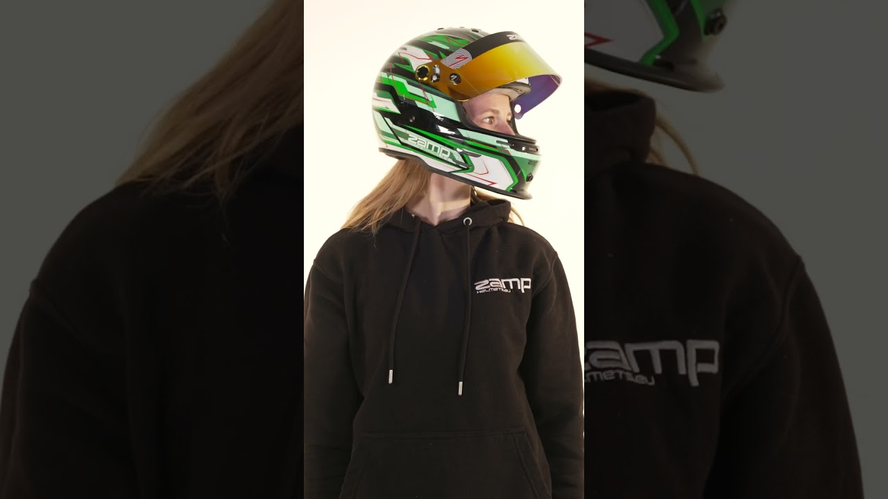 ZAMP RZ 42 YOUTH BLACK/GREEN - SNELL CMR APPROVED HELMET