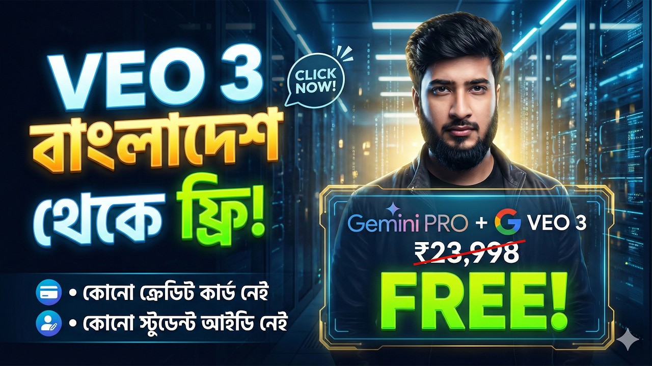 Veo 3.1 এখন সবার জন্য ফ্রি! - Id Card ছাড়া Google AI Pro Pro/Flow ফ্রি পাবেন যেভাবে!