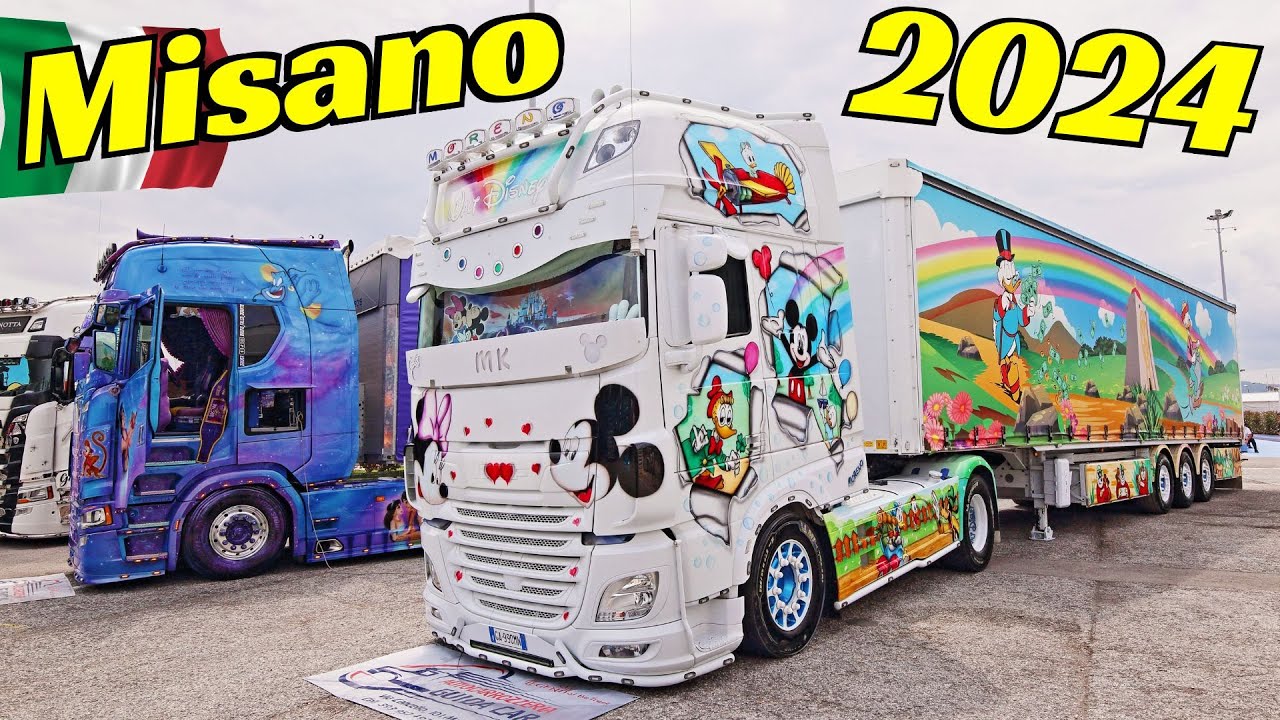 Misano 2024, 200 Camion Decorati/Custom Trucks Show - Weekend del Camionista - V8 Open Pipes Sound!