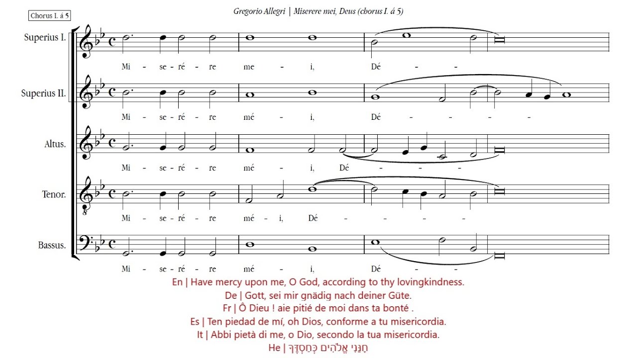 Gregorio Allegri | Miserere mei, Deus [á 5, á 4 & á 9; Ensemble „A Sei Voci“]