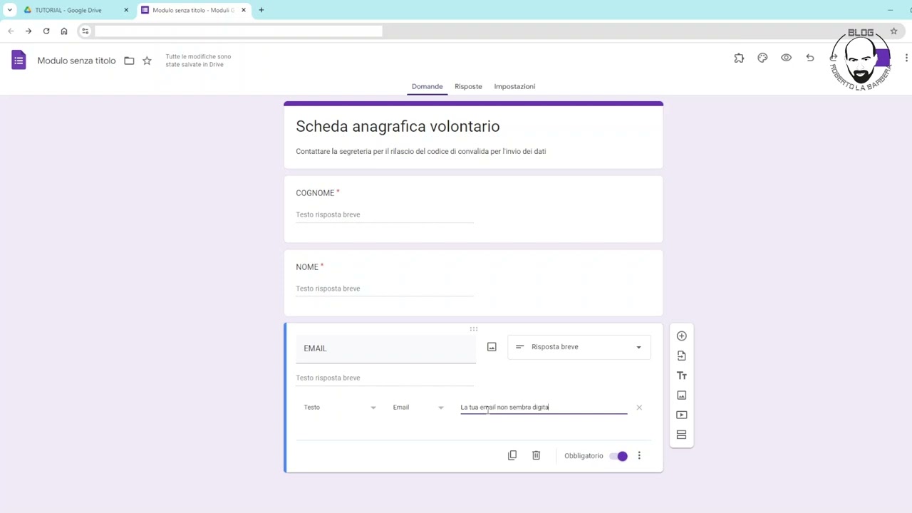 Inserire un codice di convalida in un modulo di google prima dell'invio dei dati