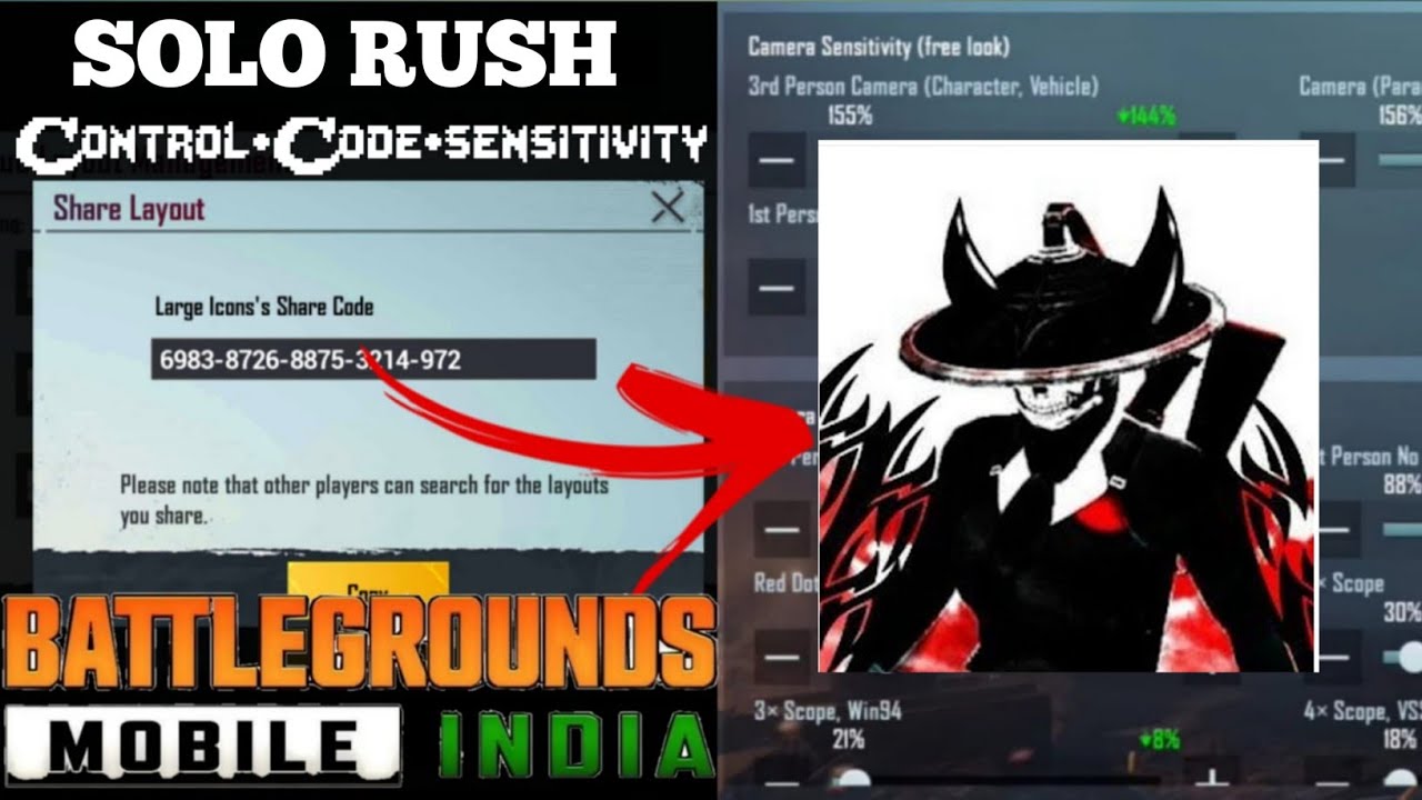 SOLO RUSH NEW CONTROL CODE BGMI || SOLO RUSH SENSITIVITY CODE BGMI ||  BIBEKxPRO ||