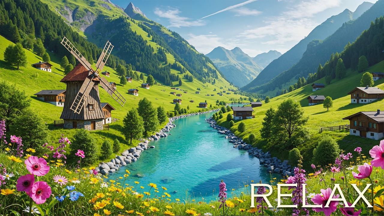Relaxing 4K Low Cortisol Music 🌿 Gentle Piano, Nature Sounds for Stress Relief & Emotional Healing
