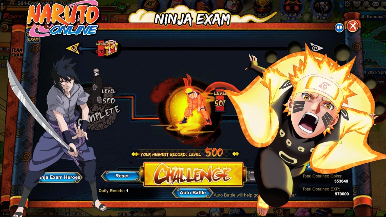 Naruto Online - FIRST GAMEPLAY *NEW* Ninja Exam Level 501-510 [English Server]