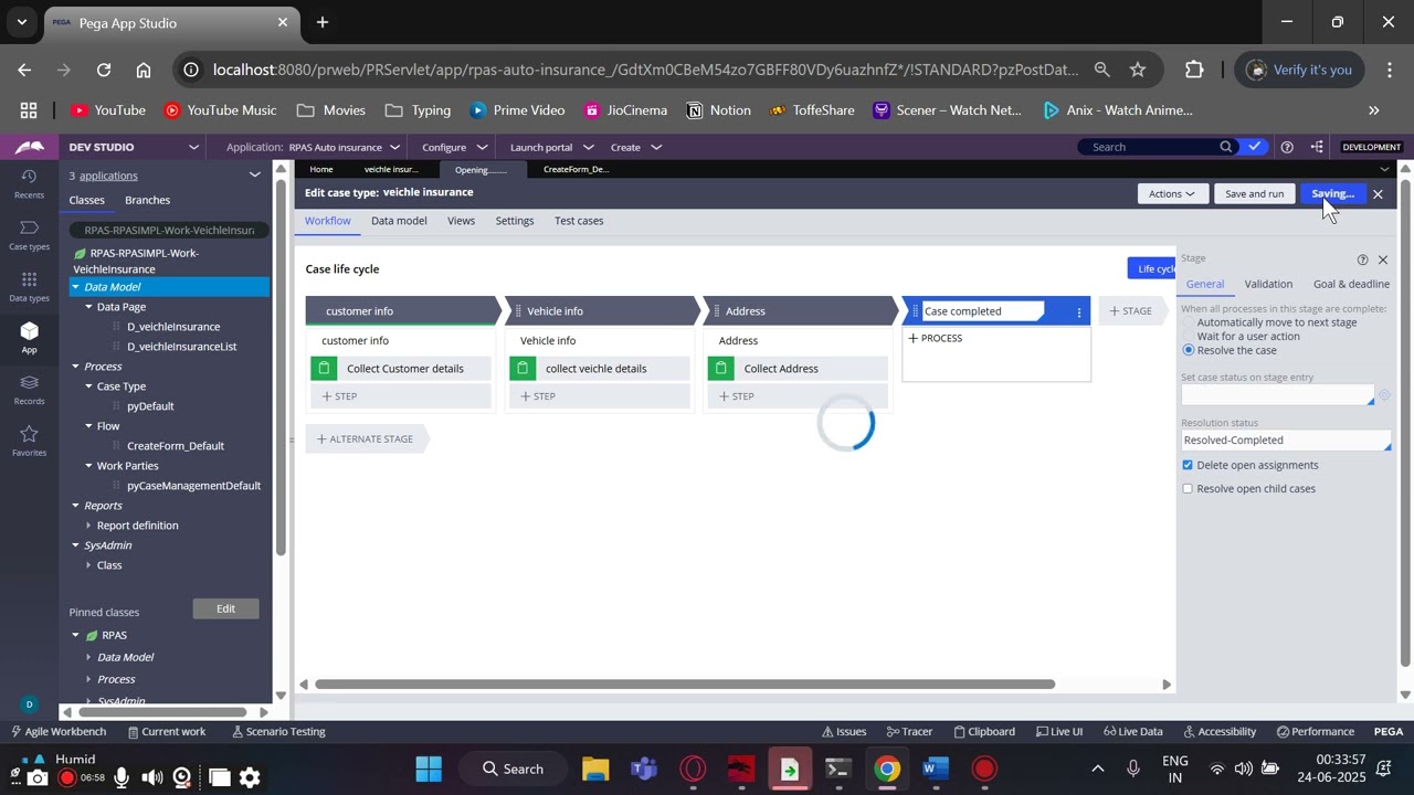 Create Case Type & Call Flow for UI in Pega | Step-by-Step | Dev Studio Hands-on | Telugu + English