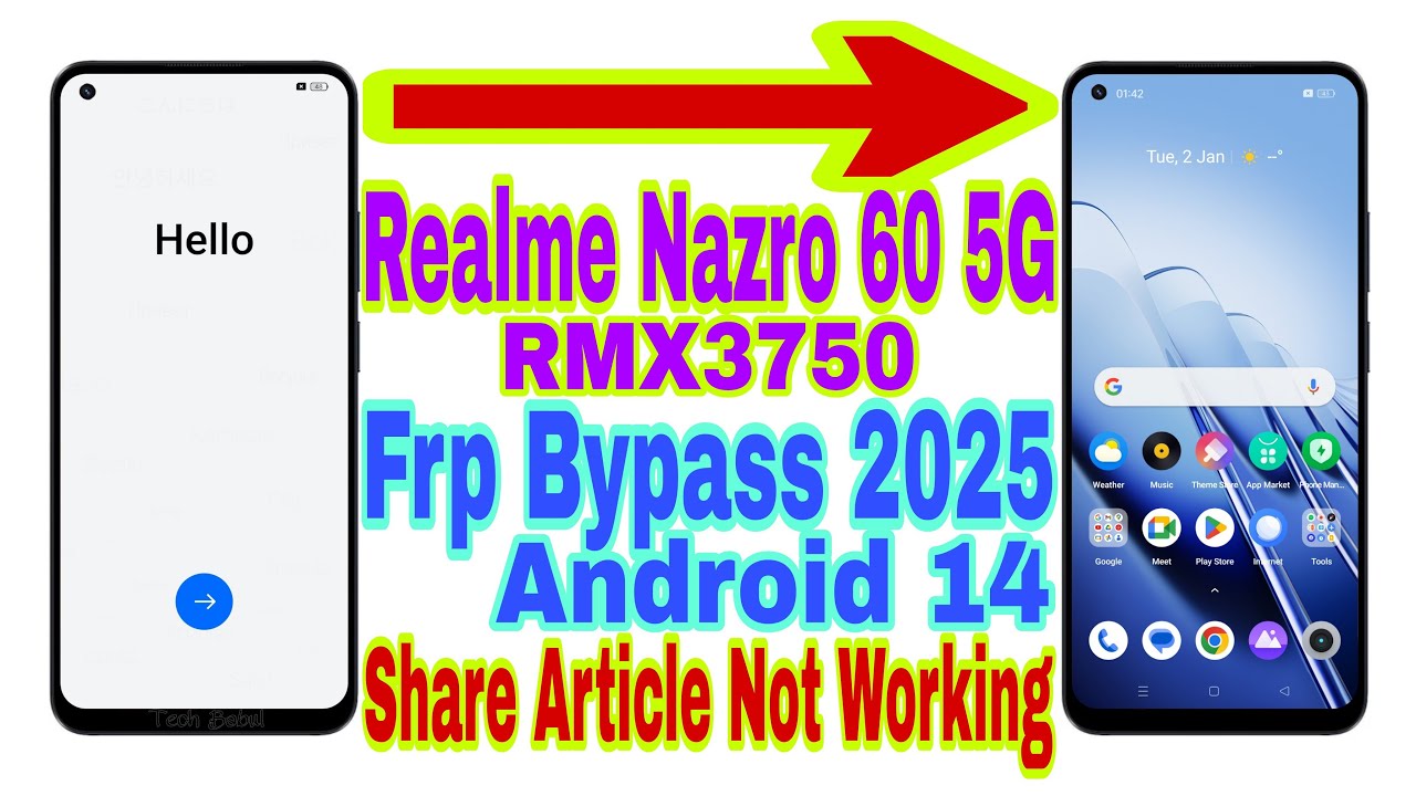 Realme Narzo 60 5G (RMX3750) Android 14 Frp Bypass/Fix Share Article Not Working | New Trick 2025