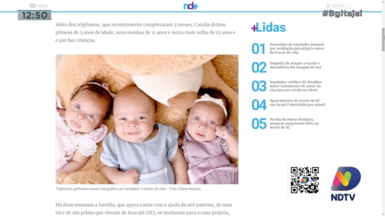 Trigêmeos que perderam a mãe em Itajaí já estão morando numa casa nova