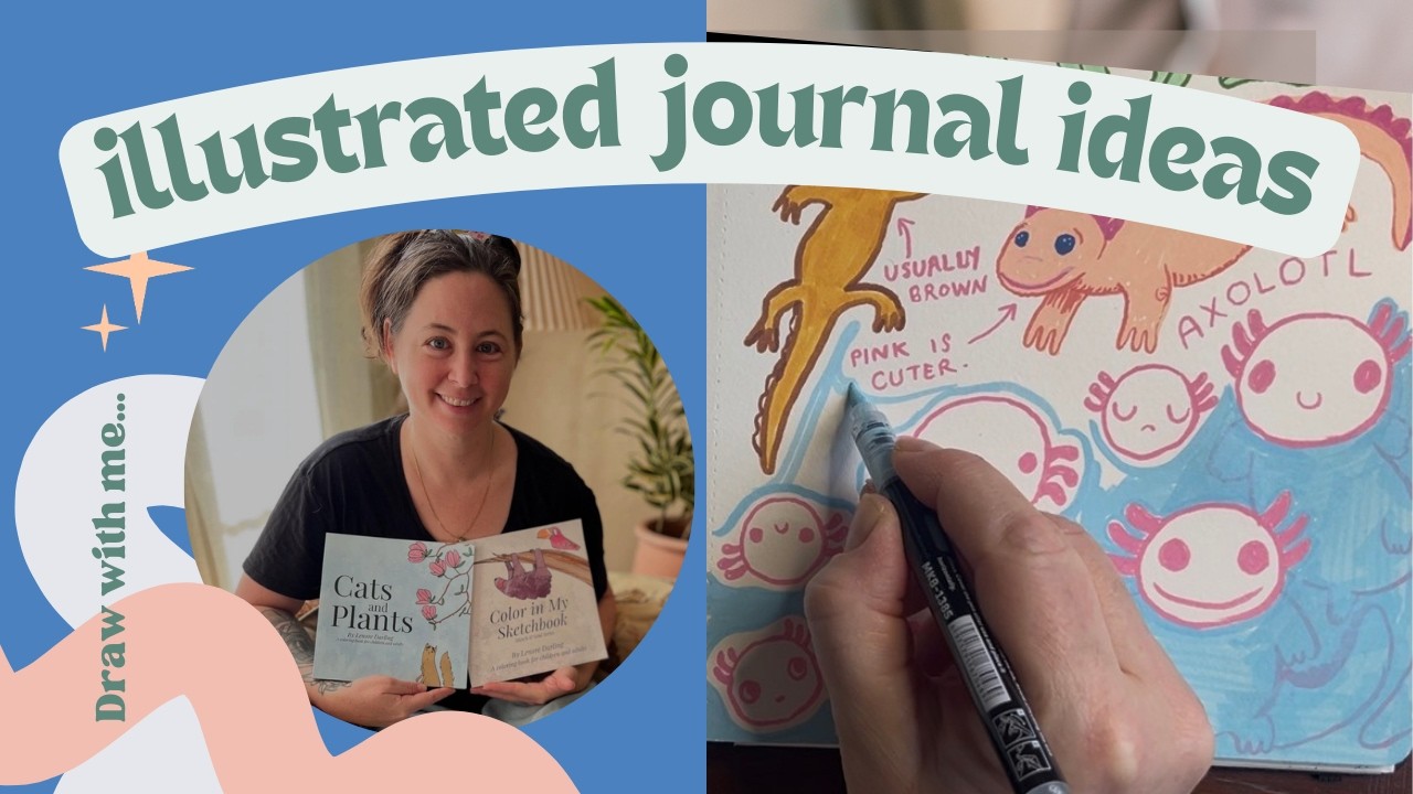Draw With Me: Axolotl Sketchbook Page (Real Time Art Journal)