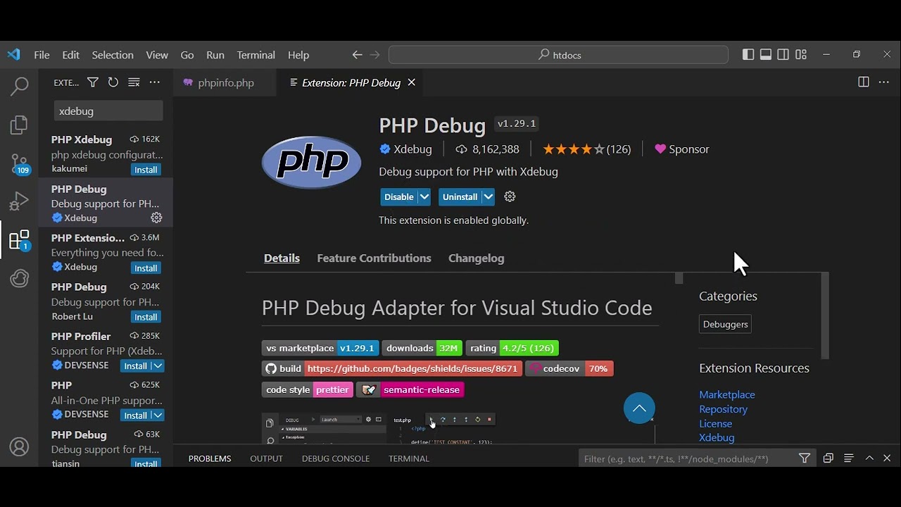 PHP Instalación y depuración de código PHP con xdebug (versión PHP 8.1.1) usando Visual Studio Code