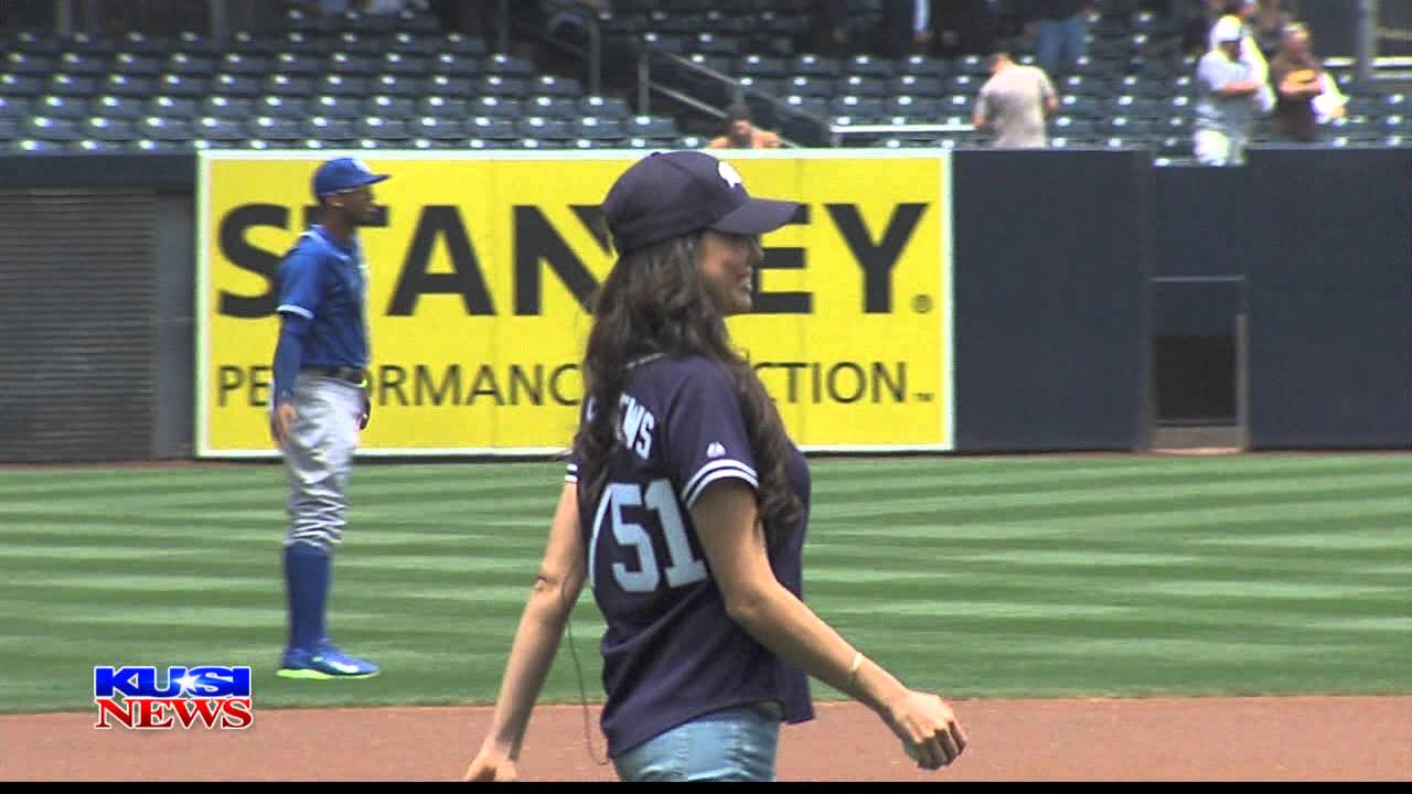 KUSI Weather Anchor Leslie Lopez Throws out 1st pitch at Petco Park