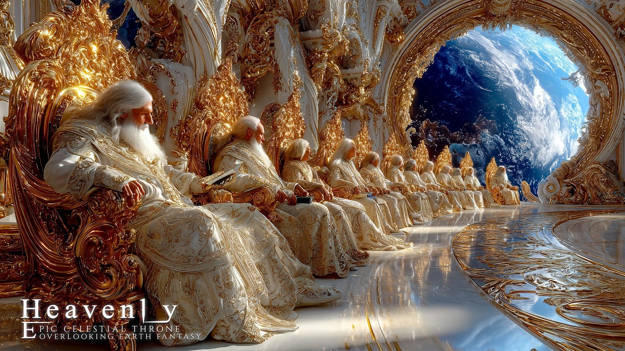 The Council of Heaven | Epic Celestial Throne Room Overlooking Earth Fantasy