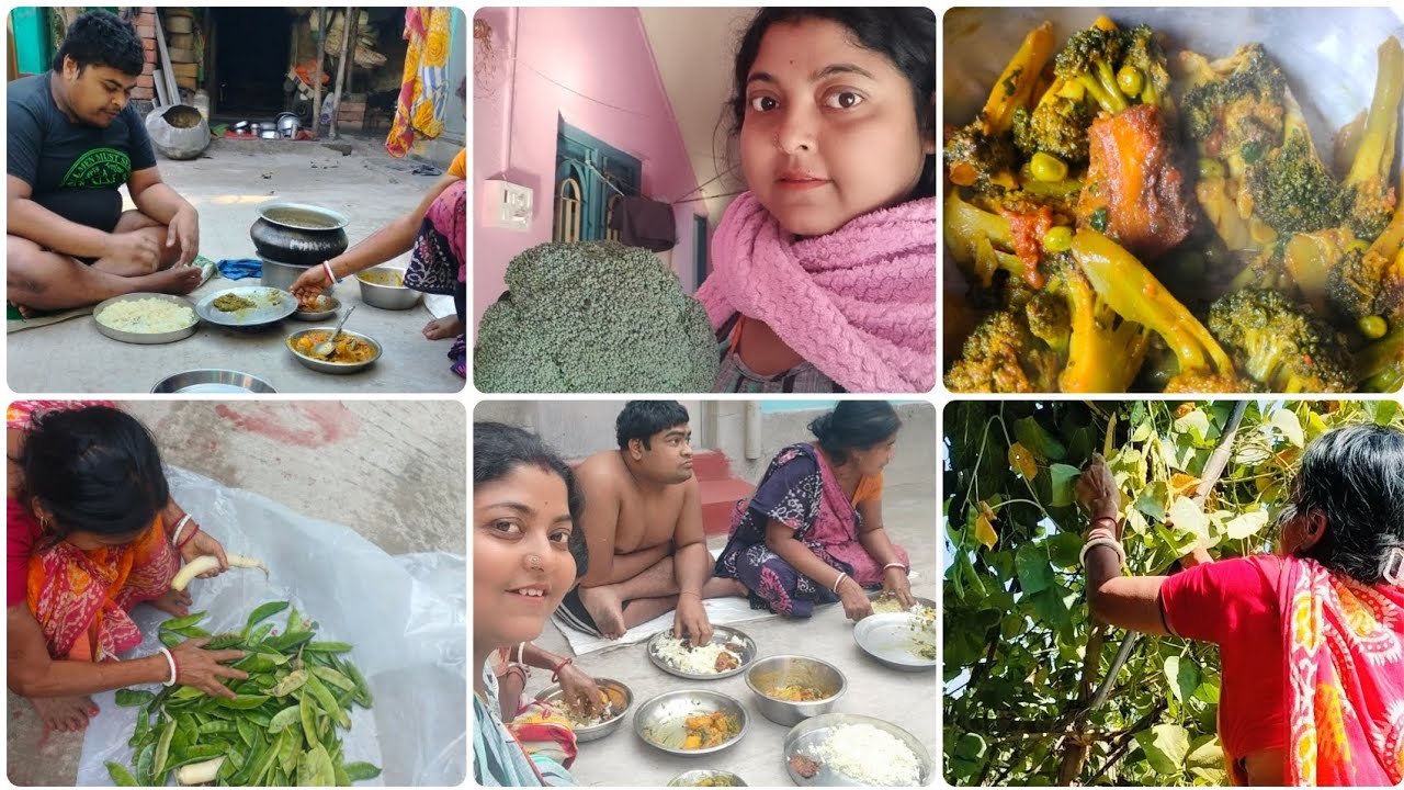 Bengali village dish broccoli 🥦 sabji with prawn 🍤 & fish curry seem fry 👌
