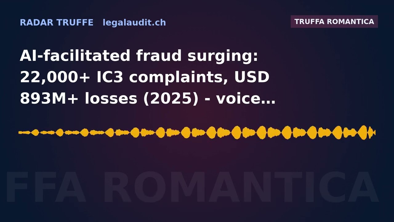 AI-facilitated fraud surging: 22,000+ IC3 complaints, USD 893M+ losses (2025) &mdash; voice clones, d