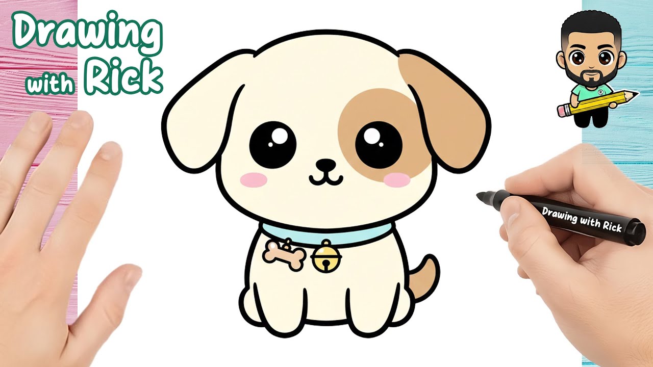 How to Draw a KAWAII DOG Step by Step 🐶💖 | Easy Cute Puppy Drawing