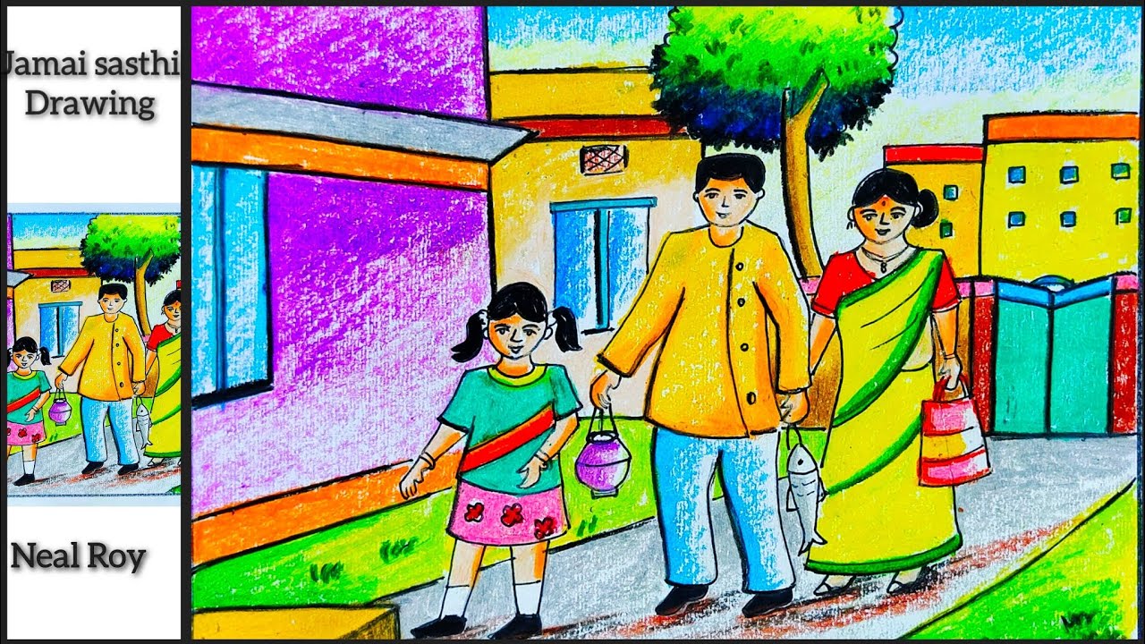 Jamai sasti scenery drawing step by step/Easy Jamai sasti drawing/Jamai sasti special scenery draw