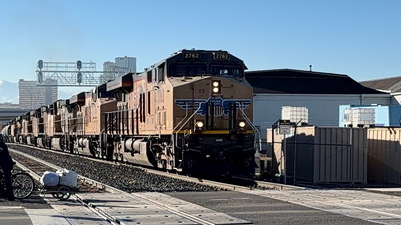Union Pacific (MRVGR) Mainfest Train going by Sutro Street in Reno Nevada 