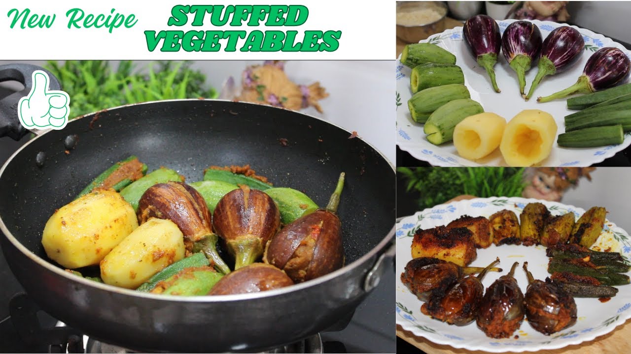 4 Stuffed Vegetables Recipe | Bharwa Sabzi Recipe | भरवां भिंडी | भरवां आलू  |  भरवां परवल | Lucky's