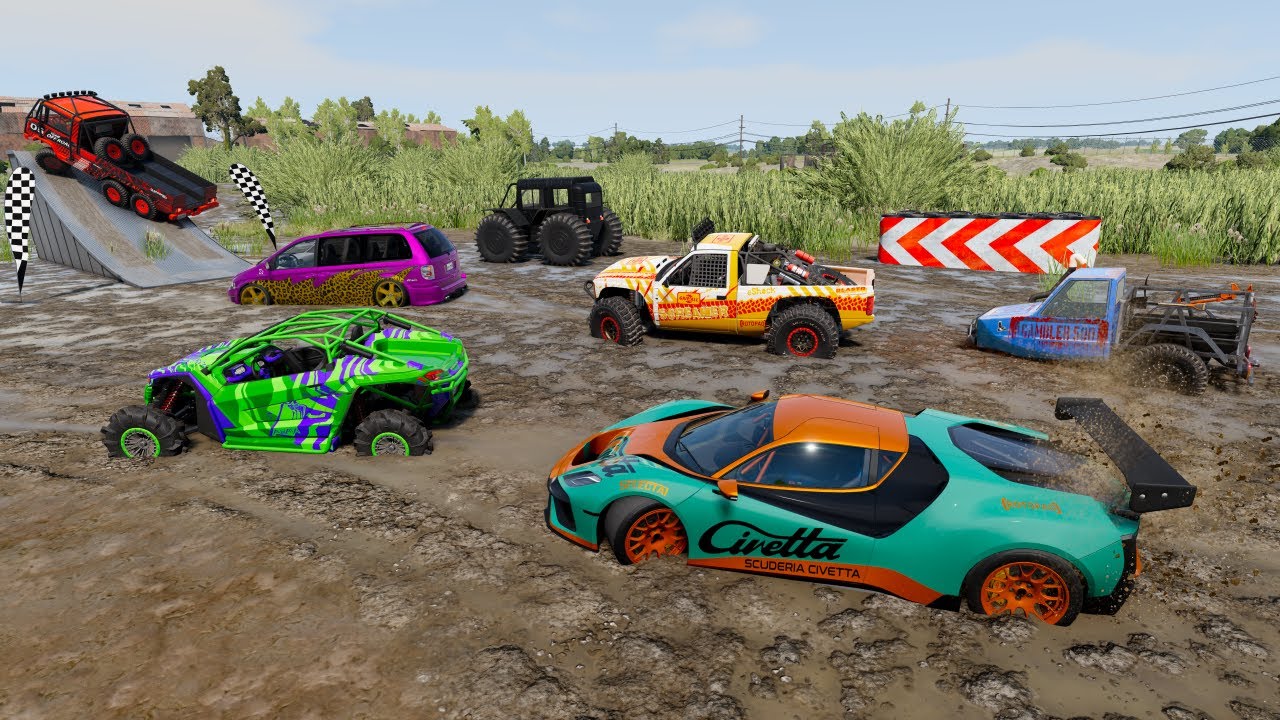 Racing Random Cars in Huge Mud Track