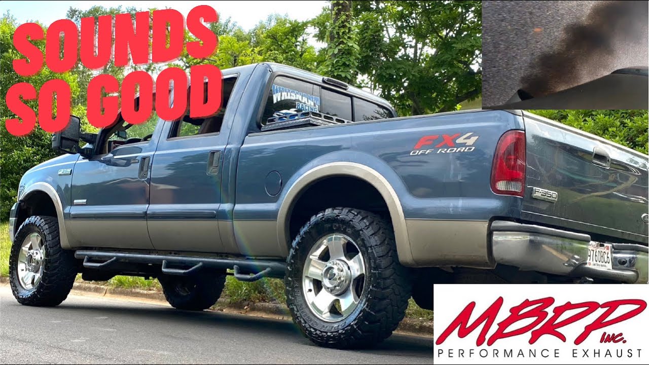 CRAZY LOUD 2006 F350 6.0 Powerstroke (MBRP 5 inch Exhaust Review)