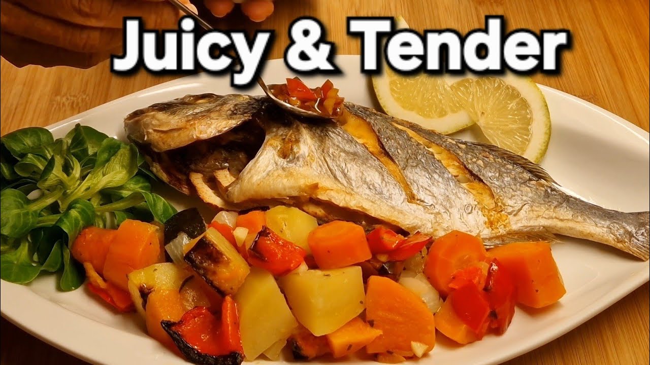How to Bake Sea Bream Recipe | Roasted Veggies & Soy-Chili Dressing .| Healthy Lifestyle.