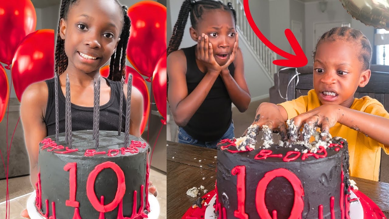 BROTHER EATS SISTERS BIRTHDAY CAKE...