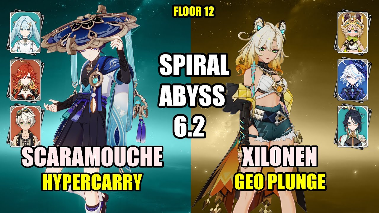 C0 Scaramouche Hypercarry & C2 Xilonen Geo Plunge | Spiral Abyss 6.2 Floor 12 | Genshin Impact
