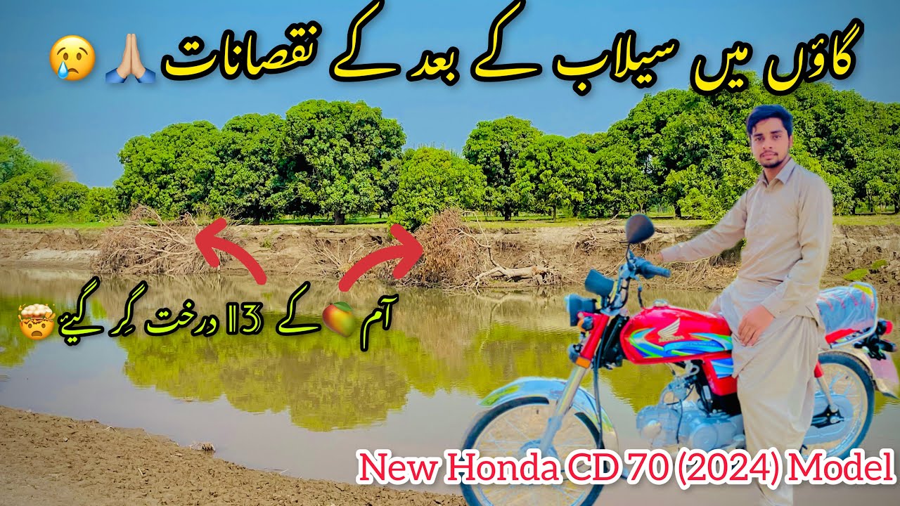 Flood disaster In My Village || سیلاب کے بعد گاؤں میں تباہی مچ گئی || New Honda CD 70 2024 Model