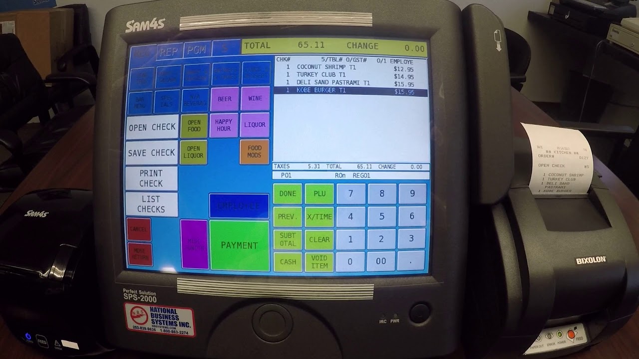 Voiding items in a guest check using the SAM4s SPS-2000 for a table service restaurant.