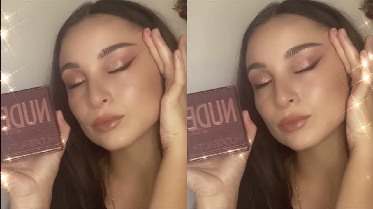 HUDA BEAUTY RICH NUDE PALETI | SÖN BAHAR AYLAR IÇIN KOLAY MAKYAJ || eyeliner ve ışıltılı göz makyajı