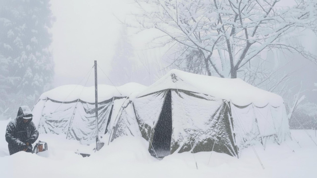Surviving 2 Days in a Massive Snowstorm at -31&deg;C Inside a Hot Tent With Luxury Meals
