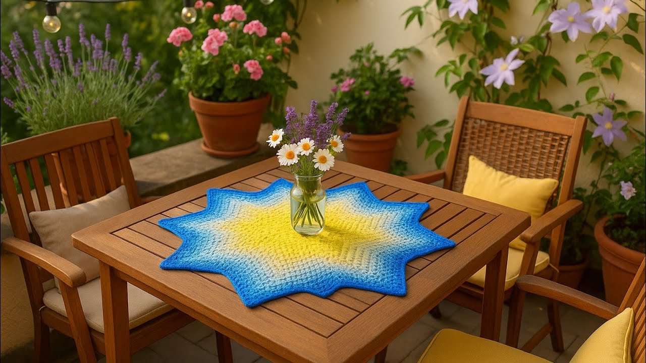 Häkelanleitung: Tischdecke/Deckchen Granny-Stern 