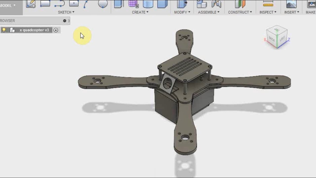 3D Racing Drone Frame Design in Autodesk Fusion 360