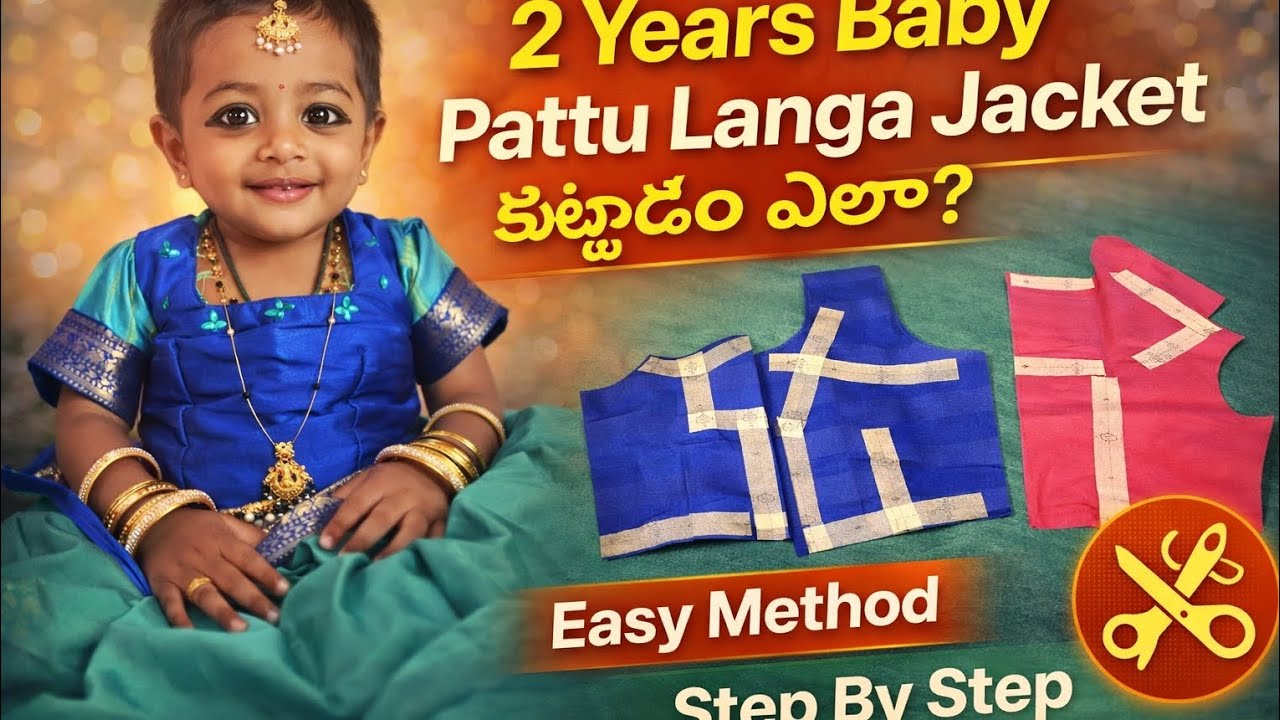 2 Years Baby పట్టులంగా జాకెట్ Cutting Full Tutorial | Step by Step