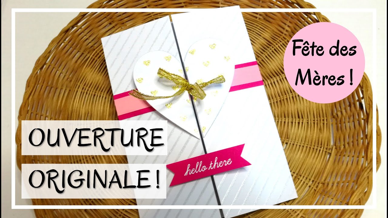 TUTO CARTE Fête des mères : Carte avec OUVERTURE ORIGINALE ! Coeur 3D - DIY Scrapbooking Carterie
