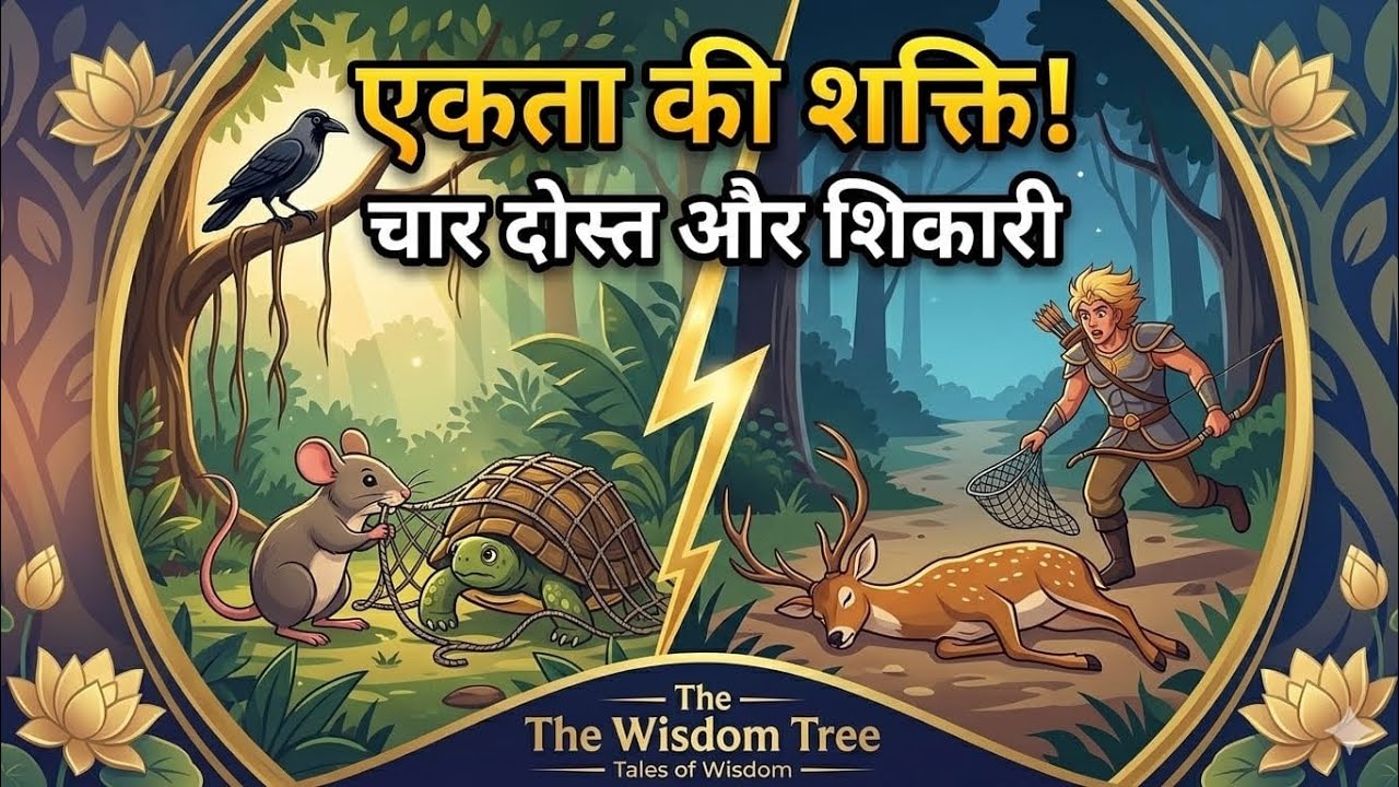 Unity is Strength! The Four Friends and the Hunter 