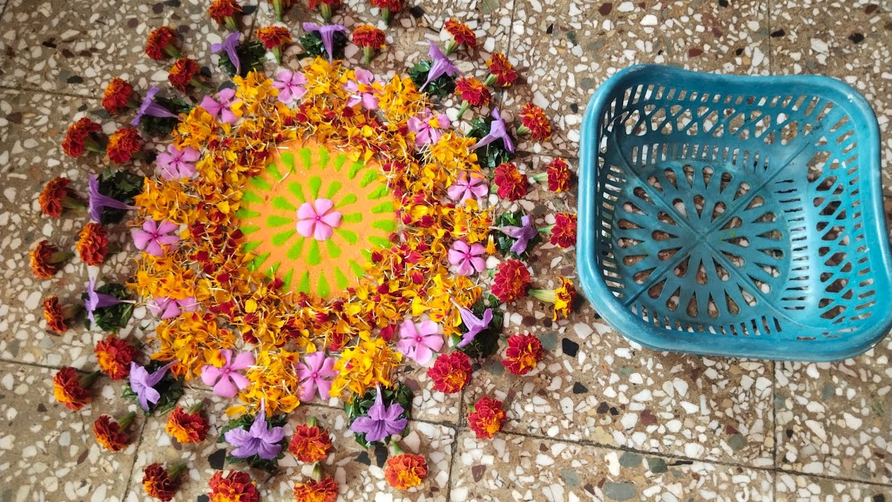 Diy Plastic Tokani se Rangoli ✨ easy and simple Rangoli ideas 💡#rangoli#flowers#diy#craft#festival