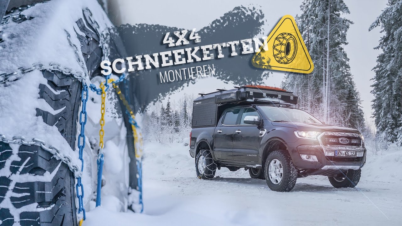 OFFROAD 4x4 SCHNEEKETTEN montieren | TIPPS & TRICKS - So kommst du ÜBERALL durch! 🚔🇸🇪 WINTERCAMPING