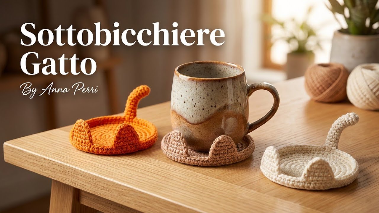 Tutorial Sottobicchieri Gatto ( Cat Coaster - Posavasos Gato ) by Anna Perri