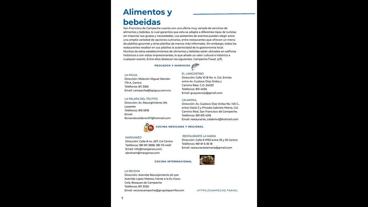 Catalògo. Oferta turistica del turismo de reuniones de San Francisco de Campeche.EA_U2. (UnADM).
