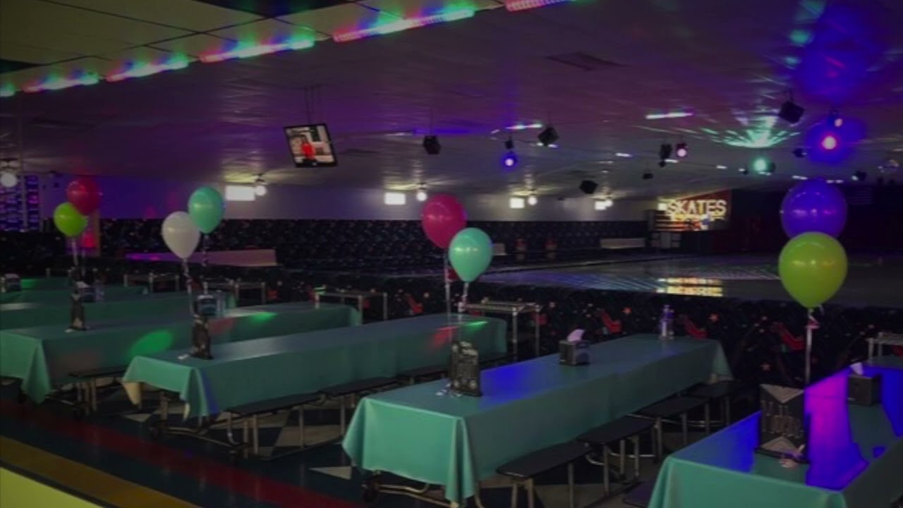 OMG- New Jeans but it is playing in an empty rollerskating rink
