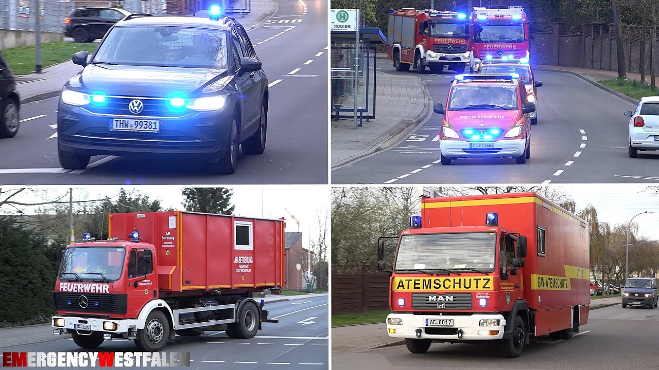 [GESAMTWEHRALARM] - Dachstuhl in Vollbrand - Einsatzfahrten zu Großbrand in Eschweiler