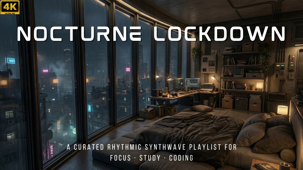 Nocturne Lockdown | Dystopian Cyberpunk Safehouse 4K UHD 🌃 Dark Rhythmic Synthwave Pads & Sub Bass