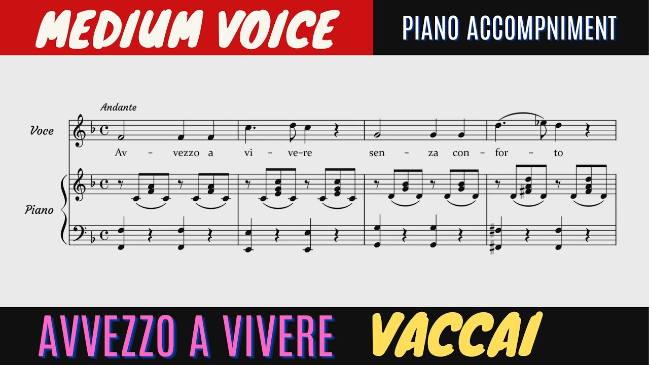 Avvezzo a Vivere - piano accompaniment - medium voice
