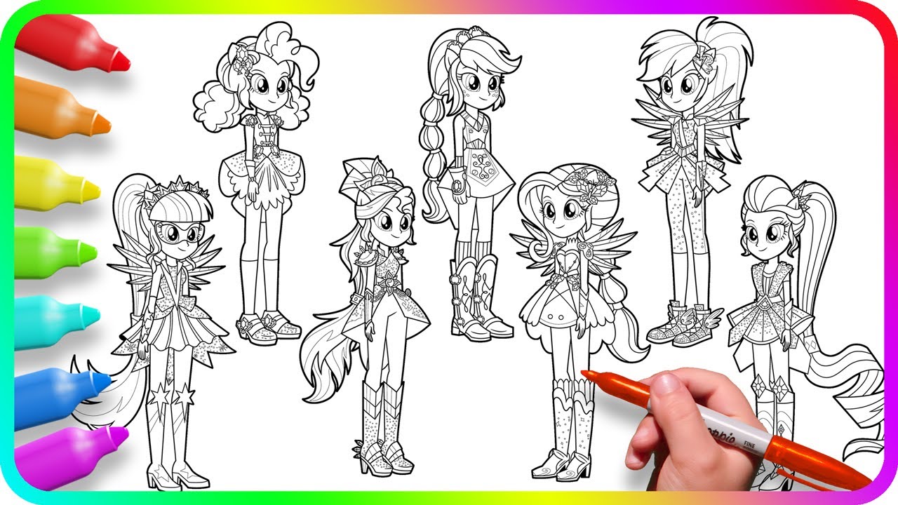Coloring Pages EQUESTRIA GIRLS - Crystal Guardians / How to color My Little Pony / Easy Drawing MLP