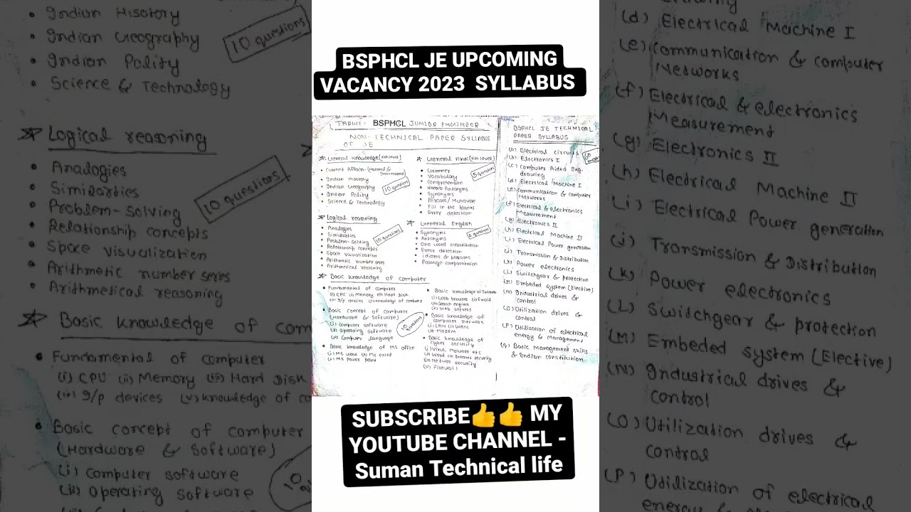 #BSPHCL#JE#UPCOMING#VACNCY#je#electricalengineering
