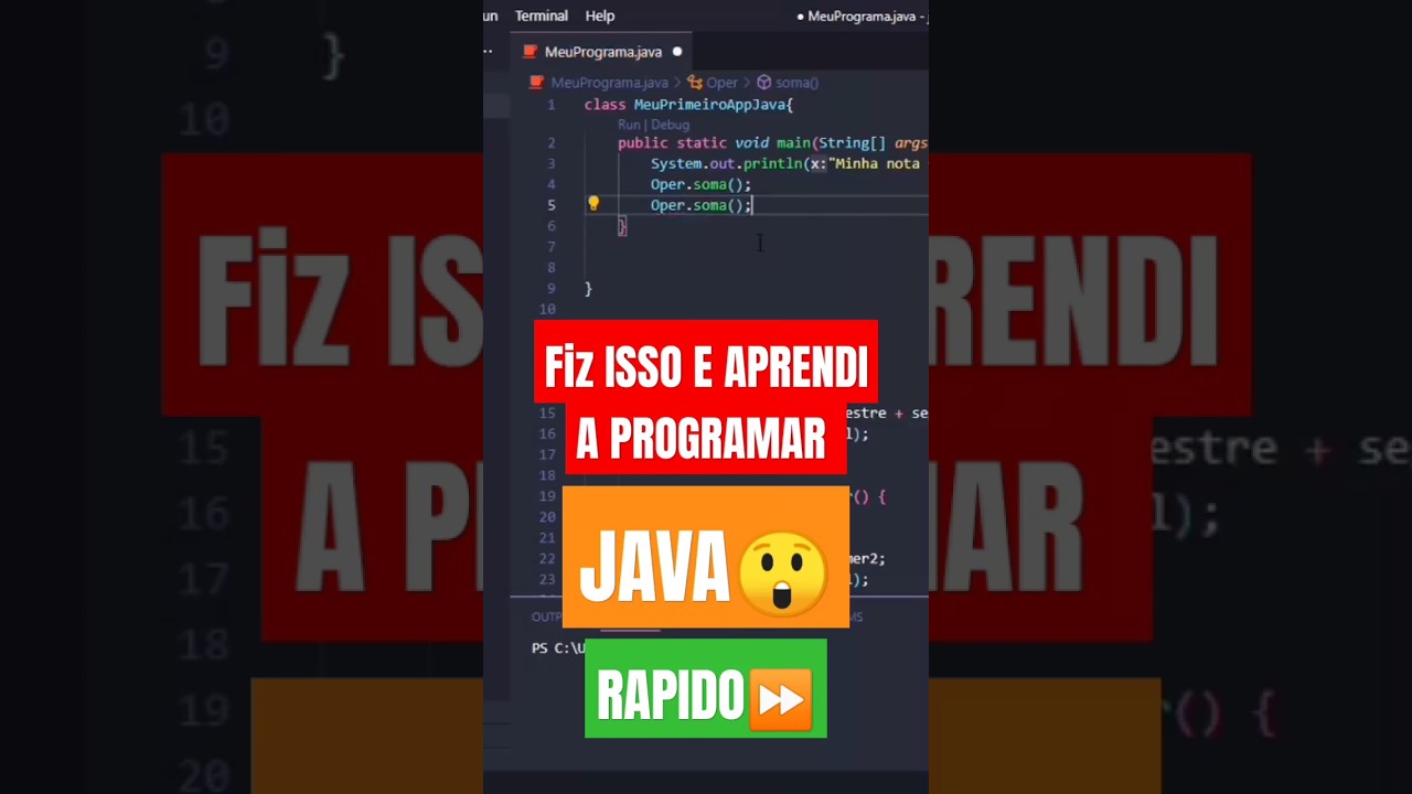 COMO APRENDER A PROGRAMA&Ccedil;&Atilde;O JAVA R&Aacute;PIDO! #shorts #viral