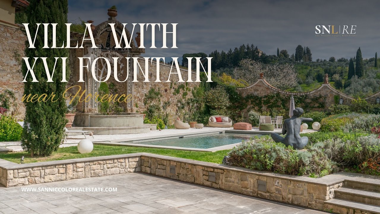 HISTORIC VILLA IN FLORENCE WITH HISTORIC FOUNTAIN FROM THE XVI CENTURY