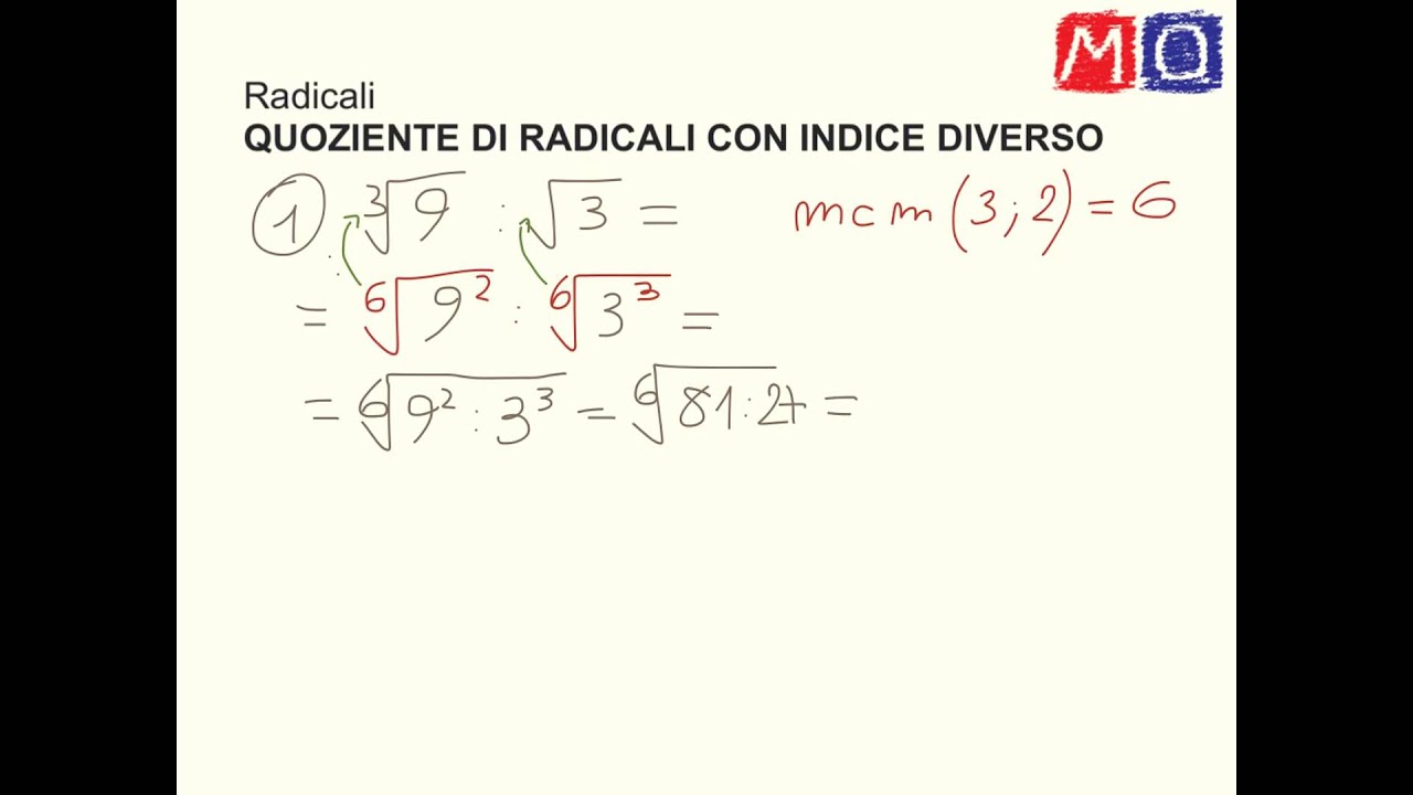 Quoziente di radicali con indice diverso