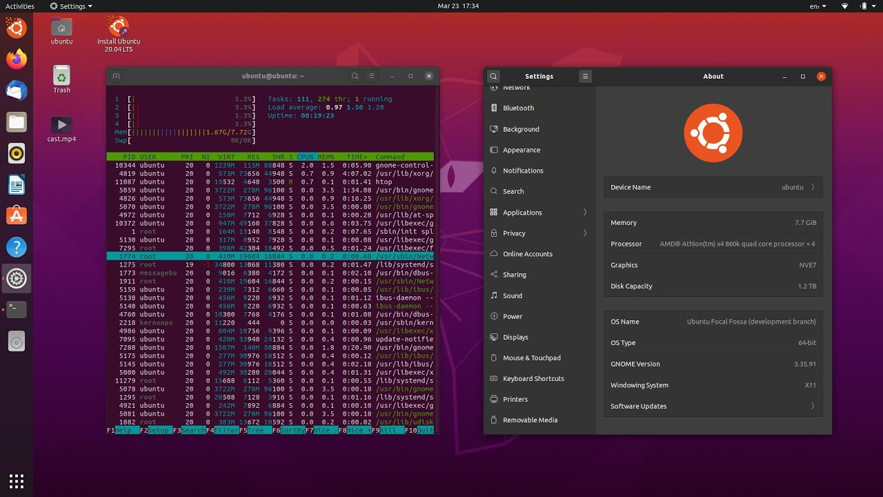 Ubuntu 20.04 LTS Focal Fossa - финальный внешний вид